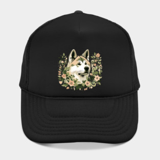 Akita Dog Botanical Illustration Nature Art 3 Hat