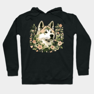 Akita Dog Botanical Illustration Nature Art 3 Hoodie