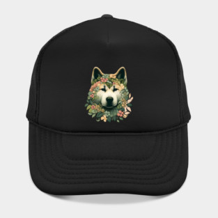 Akita Dog Botanical Illustration Nature Art 2 Hat