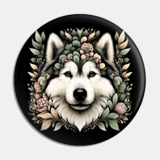 Botanical Alaskan Malamute Dog Illustration Nature Art 6 Pin