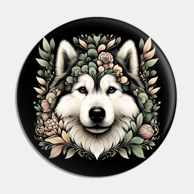 Botanical Alaskan Malamute Dog Illustration Nature Art 6 Pin by BirdsnStuff