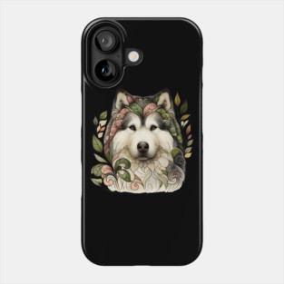 Botanical Alaskan Malamute Dog Illustration Nature Art 5 Phone Case