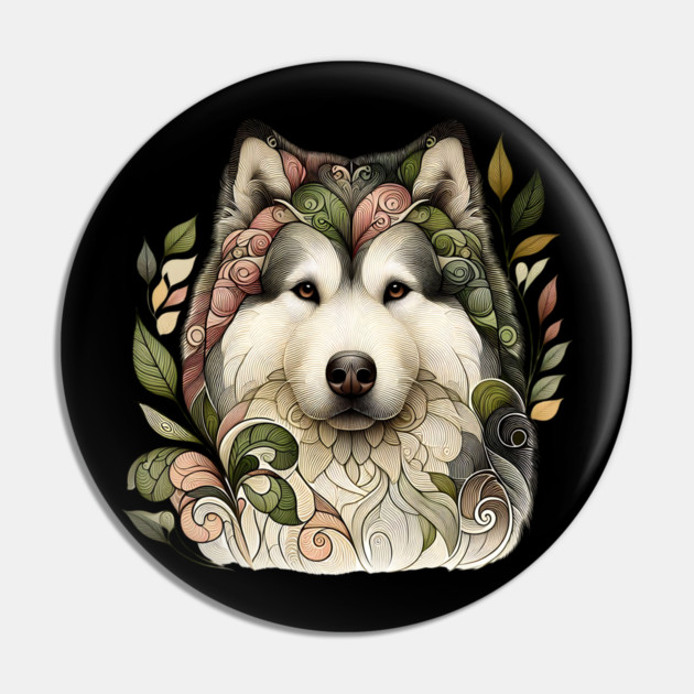 Botanical Alaskan Malamute Dog Illustration Nature Art 5 Pin by BirdsnStuff