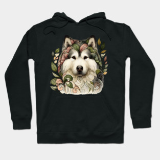 Botanical Alaskan Malamute Dog Illustration Nature Art 5 Hoodie