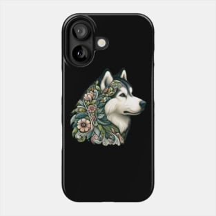 Botanical Alaskan Malamute Dog Illustration Nature Art 2 Phone Case