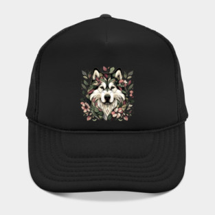 Botanical Alaskan Malamute Dog Illustration Nature Art 3 Hat