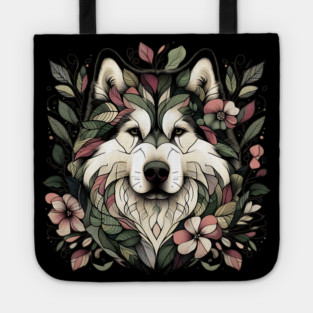 Botanical Alaskan Malamute Dog Illustration Nature Art 3 Tote