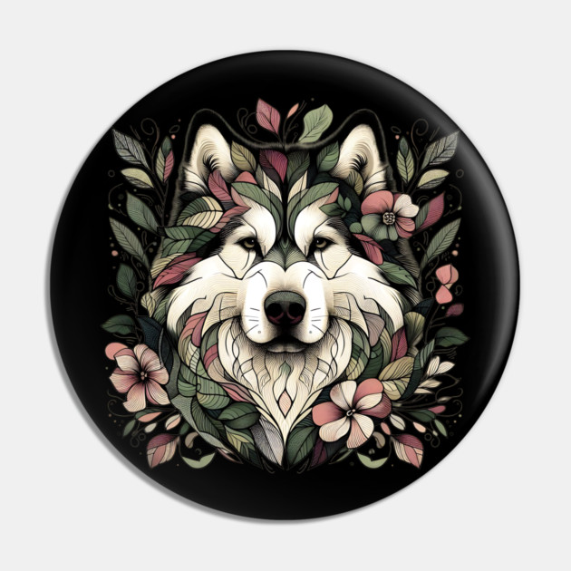 Botanical Alaskan Malamute Dog Illustration Nature Art 3 Pin by BirdsnStuff