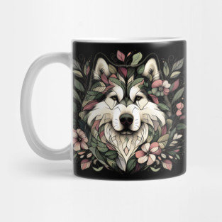 Botanical Alaskan Malamute Dog Illustration Nature Art 3 Mug