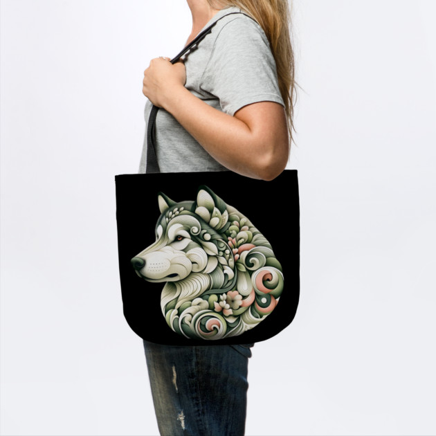 Botanical Alaskan Malamute Dog Illustration Nature Art by BirdsnStuff