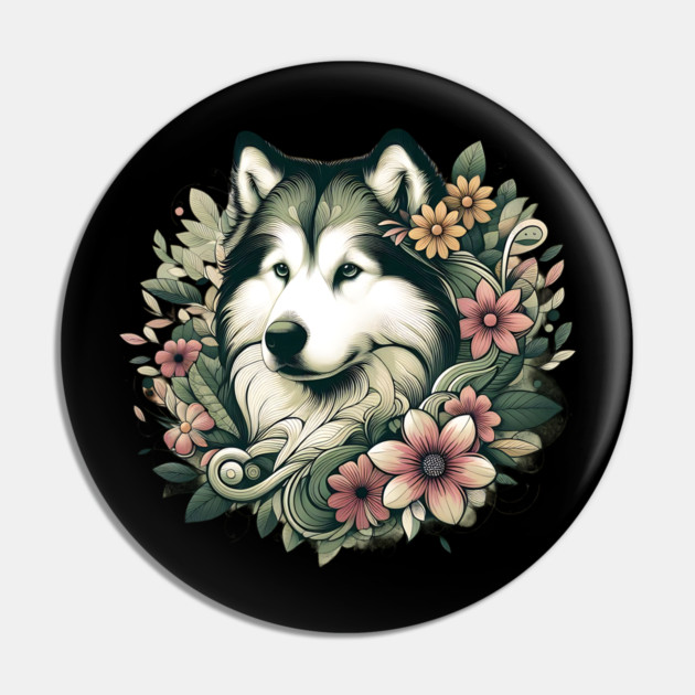 Botanical Alaskan Malamute Dog Illustration Nature Art 4 Pin by BirdsnStuff