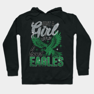 Vintage Just A Girl Who Loves Eagles Funny For Women Girls Hoodie