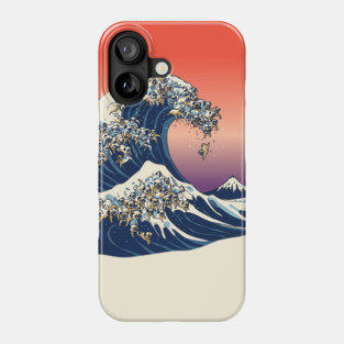 The Great wave of Pugs Phone Case
