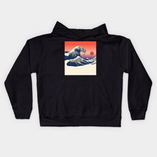 The Great wave of Pugs Kids Hoodie