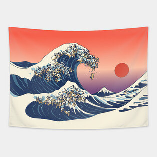 The Great wave of Pugs Tapestry