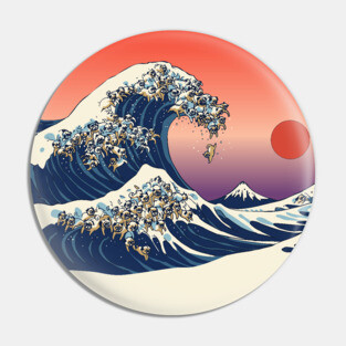 The Great wave of Pugs Pin