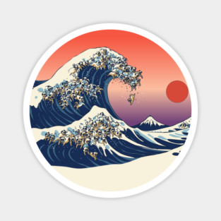 The Great wave of Pugs Magnet