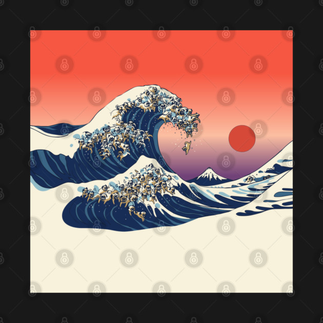 The Great wave of Pugs by huebucket