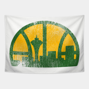 Seattle Supersonics Vintage Distressed Basketball Tapestry