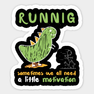 Funny Doodle Dinosaur Running Motivation Sticker