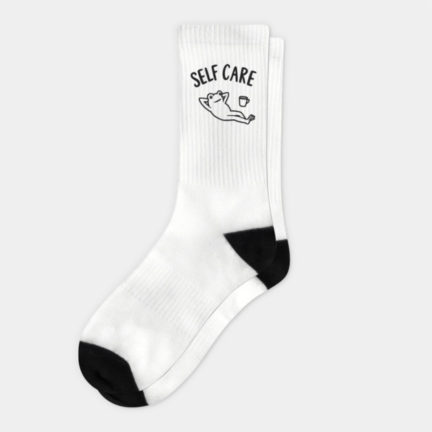 Self Care Chill Vibes Love Yourself Irony Socks by Anticorporati