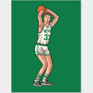 Larry Bird Jump Shot Cartoon Posters and Art