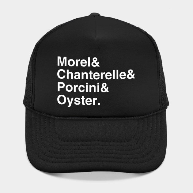 Mushroom Common Names Ampersand (white on black) by Four Season Foraging