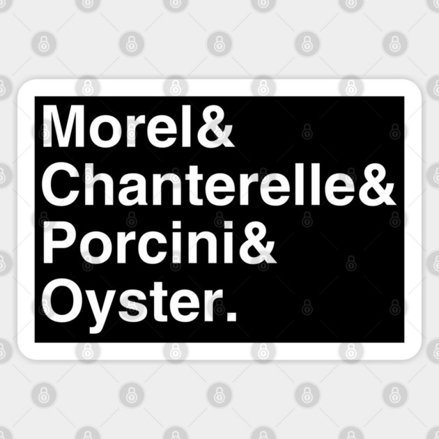 Mushroom Common Names Ampersand (white on black) Sticker by Four Season Foraging