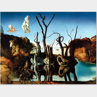 Painting Swans Reflecting Elephants Salvador Dali T-Shirt T-Shirt Posters and Art