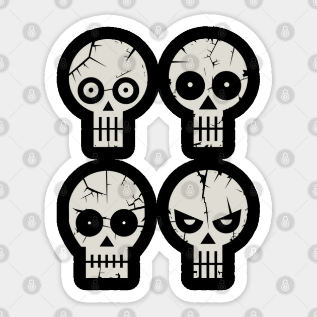 Four Skulls Art Dead Goth Vibes Sticker by Anticorporati