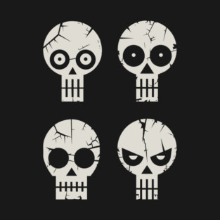 Four Skulls Art Dead Goth Vibes T-Shirt
