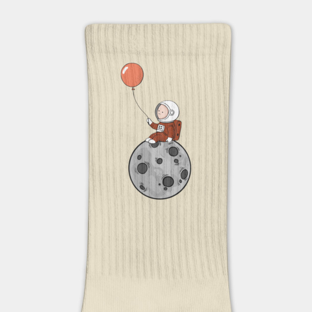 Lost in Thought - Astronaut on Moon with Balloon Art by Designed By Marty