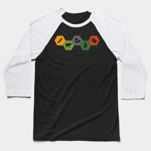 Settlers of Catan Minimalistic Colored Baseball T-Shirt
