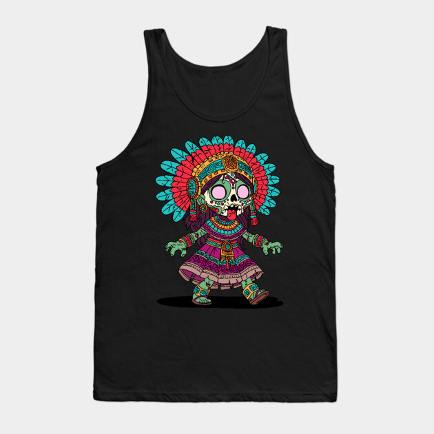Cute Aztec Zombie Tank Top by H. R. Sinclair
