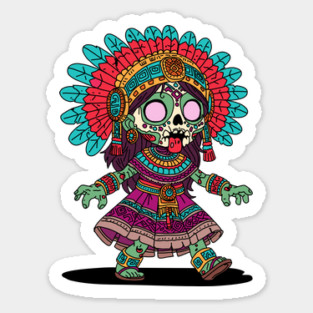 Cute Aztec Zombie Sticker
