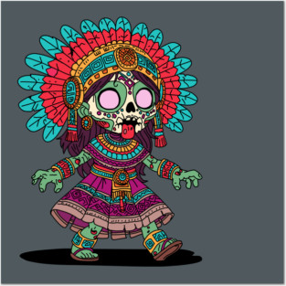 Cute Aztec Zombie Posters and Art