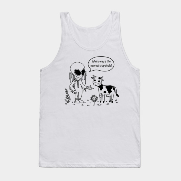 Alien & Cow Doodle Tank Top by H. R. Sinclair