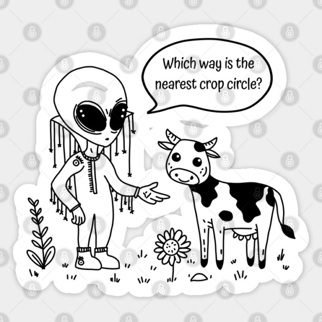 Alien & Cow Doodle Sticker by H. R. Sinclair
