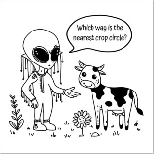 Alien & Cow Doodle Posters and Art
