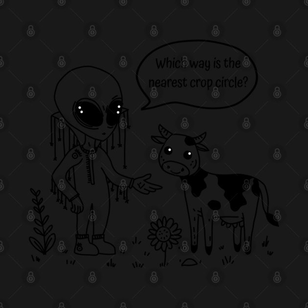 Alien & Cow Doodle by H. R. Sinclair