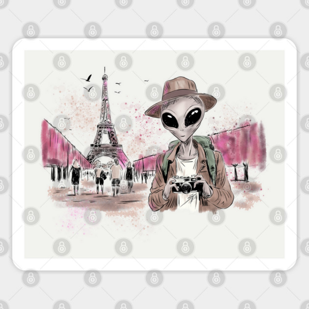 Alien Touring Paris Sticker by H. R. Sinclair