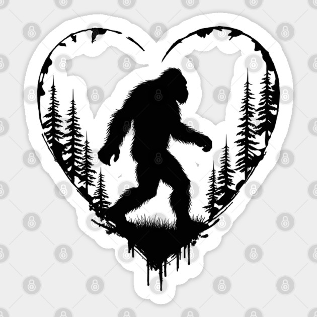 Bigfoot Heart Sticker by JessArty