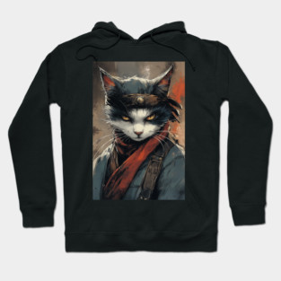 Warrior Cat Samurai – Fierce and Fearless Feline Warrior Hoodie