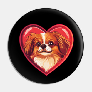 Tibetan Spaniel Dog Valentine Pin
