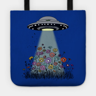 UFO Beaming Up Flowers Tote