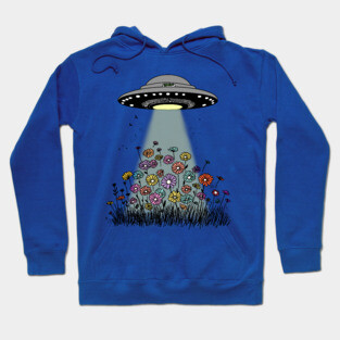UFO Beaming Up Flowers Hoodie