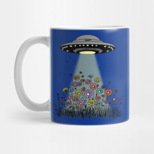 UFO Beaming Up Flowers Mug