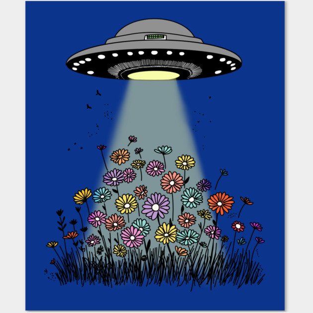 UFO Beaming Up Flowers Wall Art by H. R. Sinclair