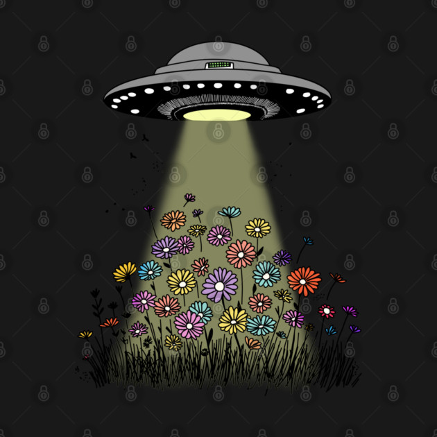 UFO Beaming Up Flowers by H. R. Sinclair