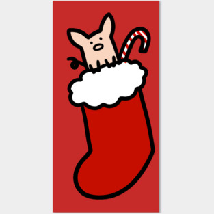 Christmas Stocking Pig Posters and Art